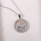 Crystal Sparking Rose Flower Pendant Necklace Wedding Party