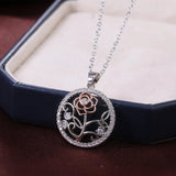 Crystal Sparking Rose Flower Pendant Necklace Wedding Party
