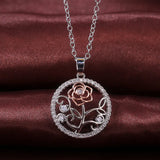 Crystal Sparking Rose Flower Pendant Necklace Wedding Party