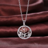 Crystal Sparking Rose Flower Pendant Necklace Wedding Party