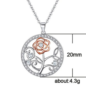 Crystal Sparking Rose Flower Pendant Necklace Wedding Party