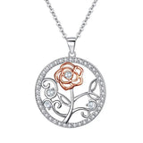 Crystal Sparking Rose Flower Pendant Necklace Wedding Party