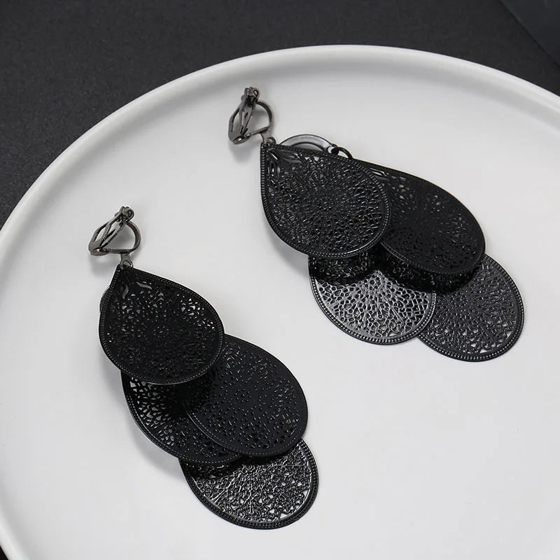 Big Leaves Clip on Earrings for Women Party Wedding