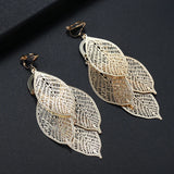 Big Leaves Clip on Earrings for Women Party Wedding