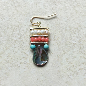 INS Natural Shell Drop Earrings with Pearl Embellishment