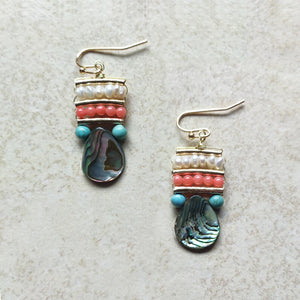 INS Natural Shell Drop Earrings with Pearl Embellishment