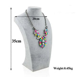 Ice Grey Velvet Jewelry Show Model Rack Bust Shelf Necklace Pendant Holder