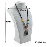 Ice Grey Velvet Jewelry Show Model Rack Bust Shelf Necklace Pendant Holder