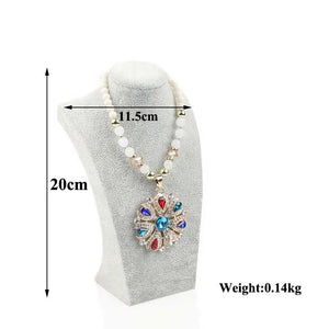 Ice Grey Velvet Jewelry Show Model Rack Bust Shelf Necklace Pendant Holder