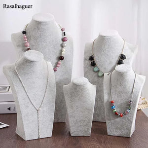Ice Grey Velvet Jewelry Show Model Rack Bust Shelf Necklace Pendant Holder