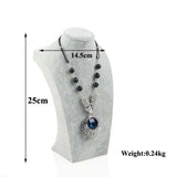 Ice Grey Velvet Jewelry Show Model Rack Bust Shelf Necklace Pendant Holder