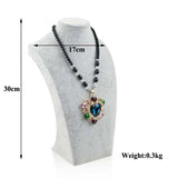 Ice Grey Velvet Jewelry Show Model Rack Bust Shelf Necklace Pendant Holder