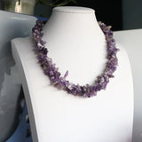 Natural Amethysts Stone Bead Strand Necklace Boho Style Crystal Beaded Necklaces