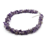 Natural Amethysts Stone Bead Strand Necklace Boho Style Crystal Beaded Necklaces