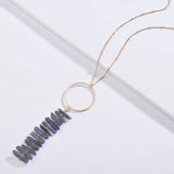 Metallic Quartz Stone Pendant Statement Necklace for Women
