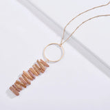 Metallic Quartz Stone Pendant Statement Necklace for Women