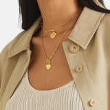 S925 Silver Star Moon Pendant Necklace Women Lock Love Heart Chain
