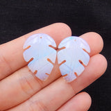 Opalite Carved Leaves Earrings, Birthday Gift, Natural Stone Jewelry