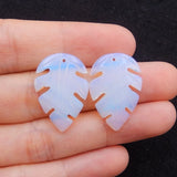 Opalite Carved Leaves Earring Beads 24x17x3mm