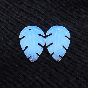 Opalite Carved Leaves Earrings, Birthday Gift, Natural Stone Jewelry