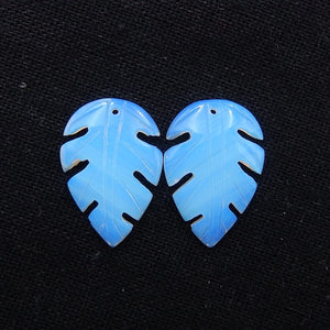 Opalite Carved Leaves Earring Beads 24x17x3mm