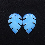 Opalite Carved Leaves Earring Beads 24x17x3mm