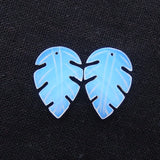 Opalite Carved Leaves Earring Beads 24x17x3mm