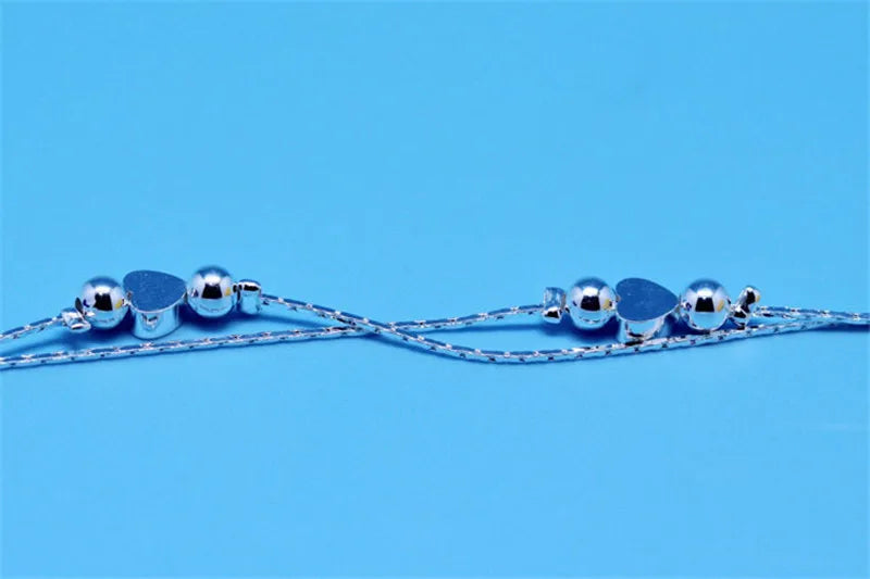 Lady Silver 925 Bracelet Heart Double Layer Anklets