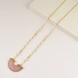 Long Chain Amazonite Stone Pendant Necklace for Women