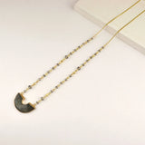 Long Chain Amazonite Stone Pendant Necklace for Women