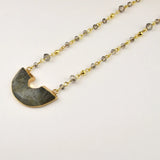 Long Chain Amazonite Stone Pendant Necklace for Women