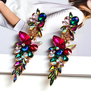 Vintage Colorful Crystal Dangle Earrings