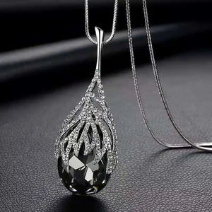 Gray Crystal Choker Necklace Long Necklaces for Women