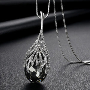 Gray Crystal Choker Necklace Long Necklaces for Women