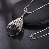 Gray Crystal Choker Necklace Long Necklaces for Women