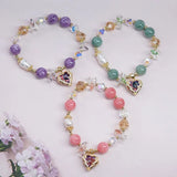 Love Heart Zircon Pendant Baroque Pearls Bracelet