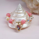 Love Heart Zircon Pendant Baroque Pearls Bracelet