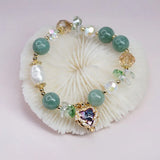 Love Heart Zircon Pendant Baroque Pearls Bracelet