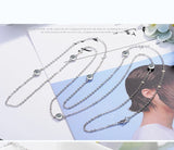 Mom Gift CZ Rhinestone Long Sweater Chain Necklace Silver Jewelry