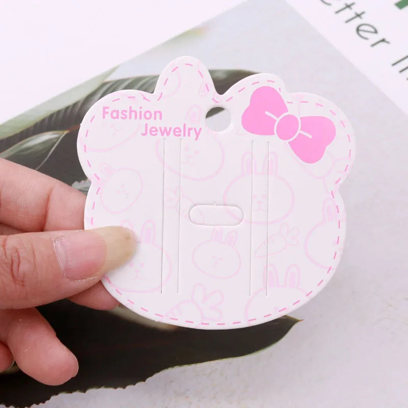 Lovely Jewelry Packaging Cards Bear Shape Pink Bow Hairpin Display Cards