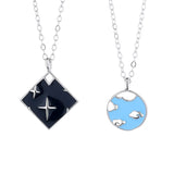 Enamel Star Cloud Pendant Necklace 999 Pure Sterling Silver Chain