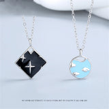 Enamel Star Cloud Pendant Necklace 999 Pure Sterling Silver Chain