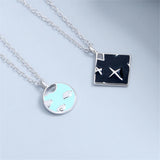 Enamel Star Cloud Pendant Necklace 999 Pure Sterling Silver Chain
