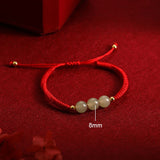 Lucky Beads Hetian Jade Red Rope Chain Bracelet Fine Jewelry ASL169