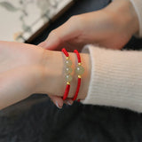 Lucky Beads Hetian Jade Red Rope Chain Bracelet Fine Jewelry ASL169