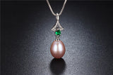 925 Silver Green Zircon Pendant Necklace Wedding Jewelry