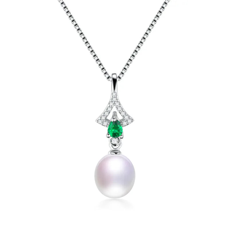 925 Silver Green Zircon Pendant Necklace Wedding Jewelry