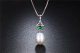 925 Silver Green Zircon Pendant Necklace Wedding Jewelry
