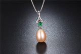 925 Silver Green Zircon Pendant Necklace Wedding Jewelry