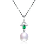 925 Silver Green Zircon Pendant Necklace Wedding Jewelry